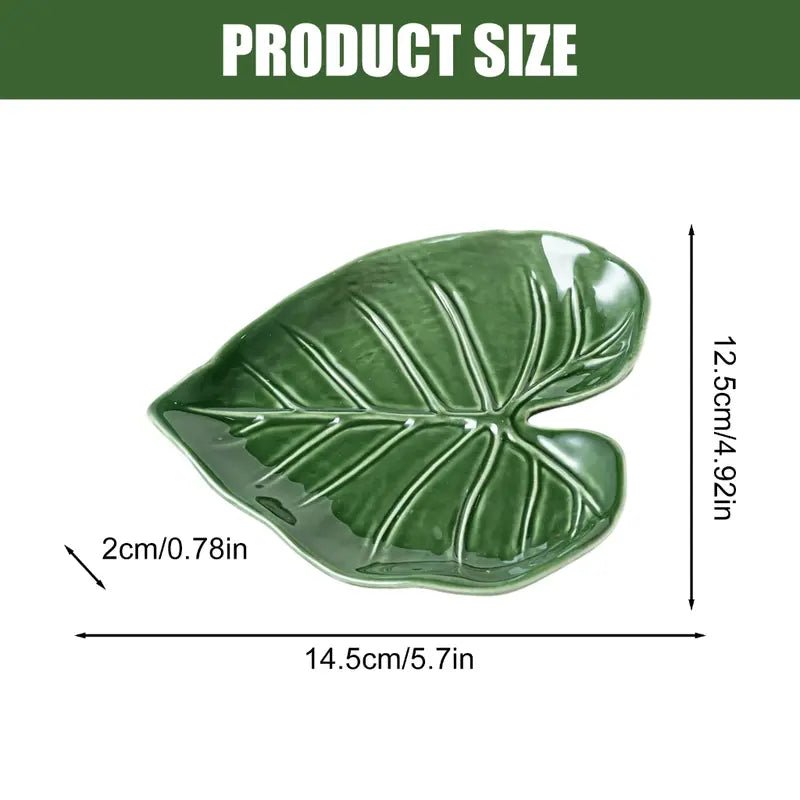 Ceramic spoon holder, leaf-shaped, cutlery rack, kitchen and dining table decoration, dishwasher safe.